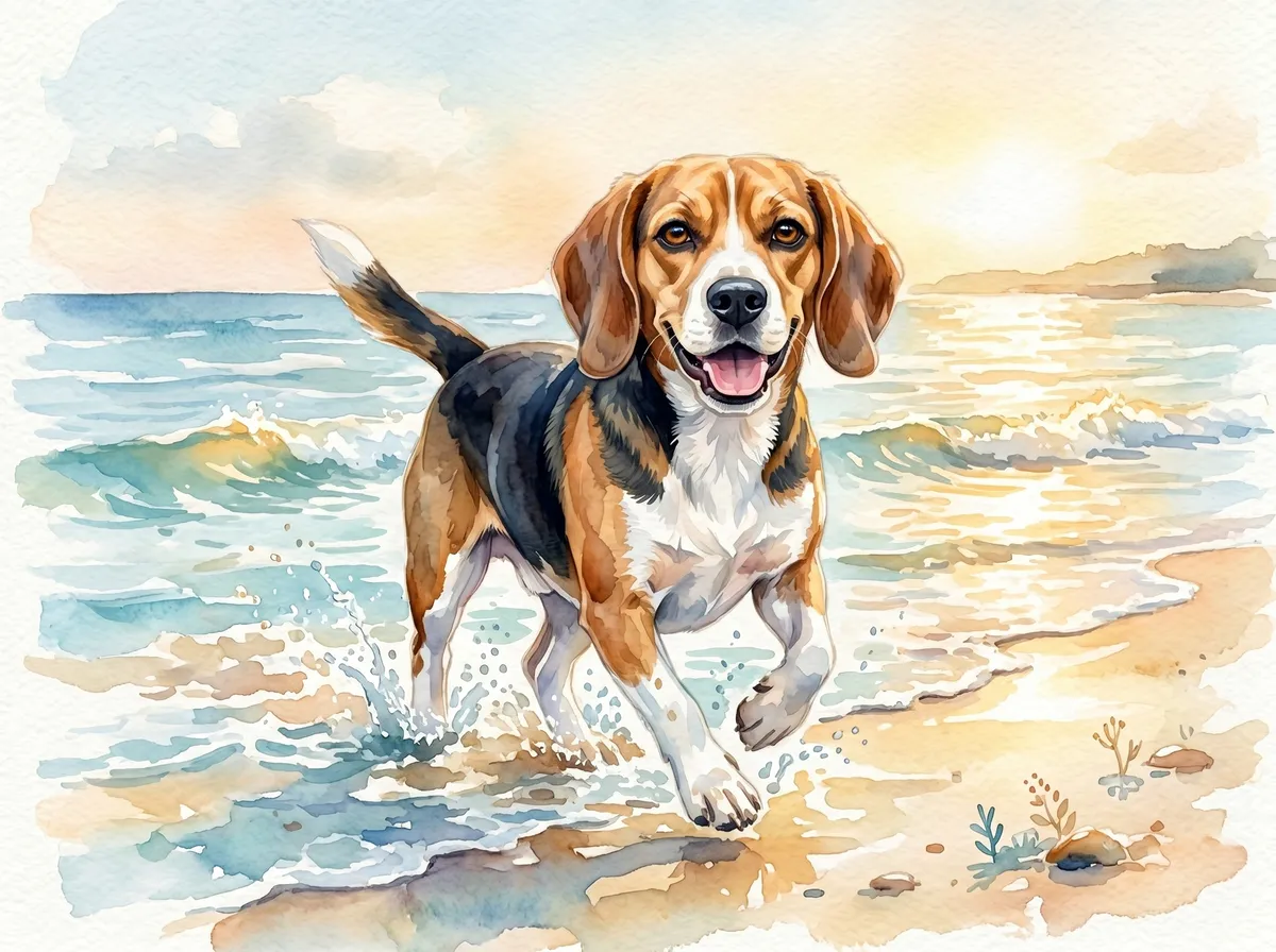 Beagle watercolor calendar month 6